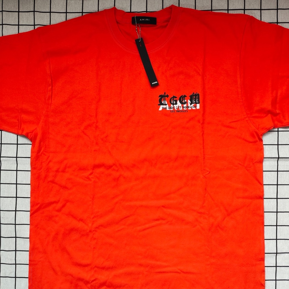 AMIRI Bright Orange Short Sleeve Logo Tee